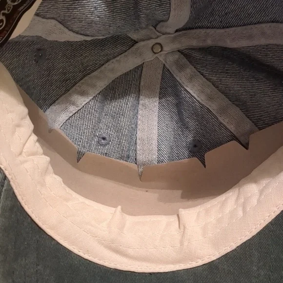 NWT Head Shots Denim Contrast Leather Strapback Dad Baseball Cap OS Vintage - Picture 4 of 6